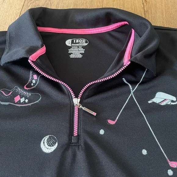 Golf Izod Black and Pink Polo Shirt - Picture 5 of 6